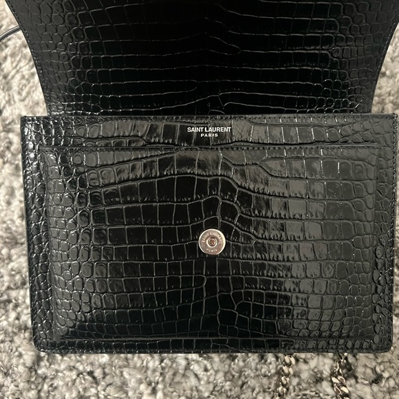 Saint Laurent Sunset Medium Crocodile-Embossed Crossbody Bag - Picture 6 of 16